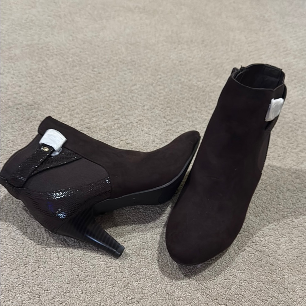Anne Klein Brown Ankle Booties with Minimalist Design